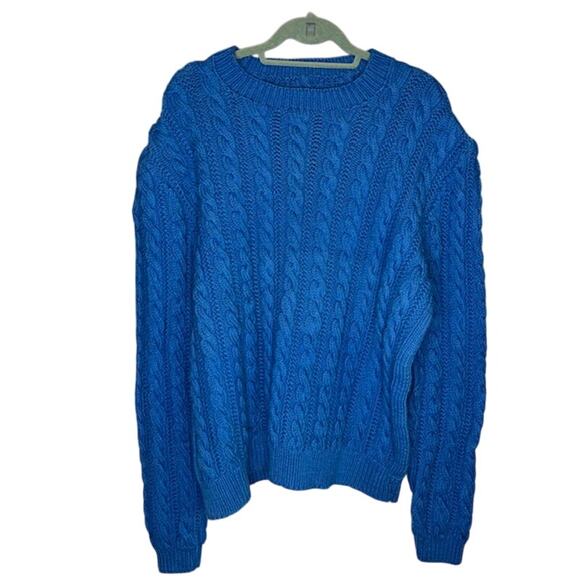 One of a Kind Homemade Fisherman Sz L Cable knit Sweater Heavy Sweater Oversized - Picture 1 of 7